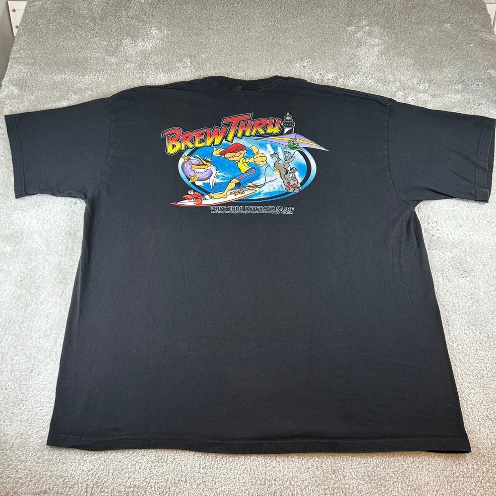 Vintage Brew Thru Drive Thru Store Graphic T-Shirt Mens 3XL Black Outer Banks NC
